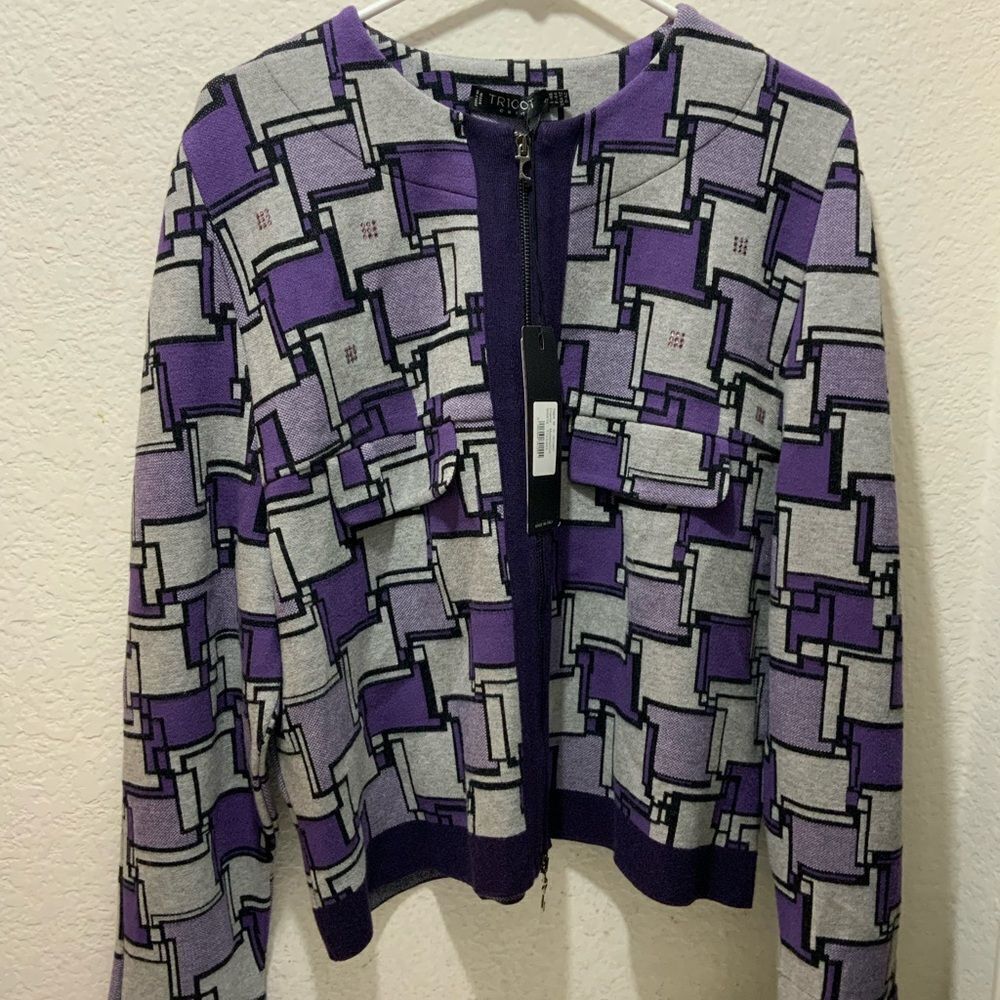 Tricot Chic Knit Top Purple Multicolor Made In Italy Viscose/Elastane $790